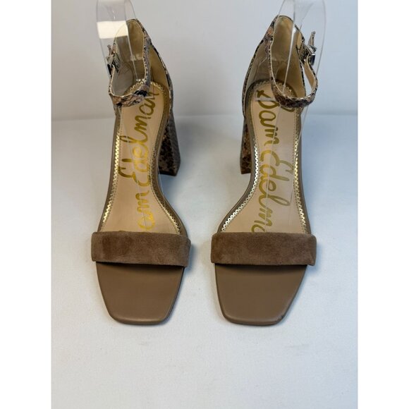 Sam Edelman Daniella Block Heel Sandals Women Size 9.5M Brown Leather Shoes - Picture 2 of 14